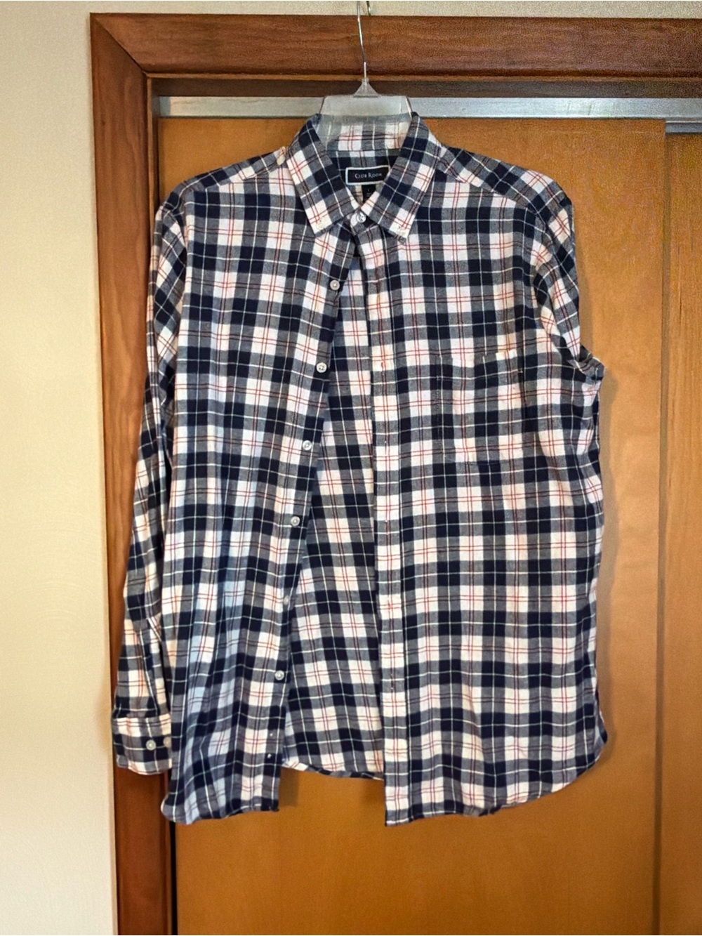 Club Room Navy, White & Red Plaid Button-Down Shirt